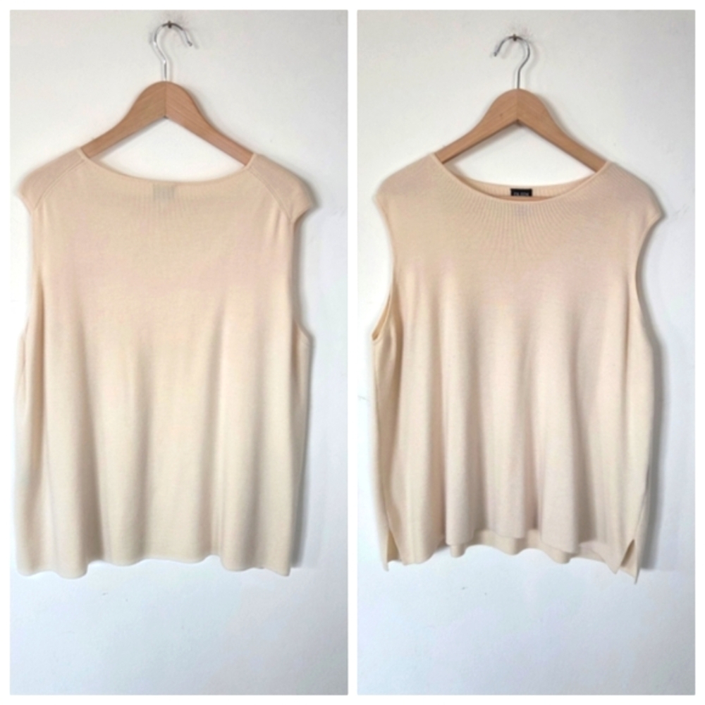 Eileen Fisher Sleeveless Cardigan SAweater Cami Top Italian Yarn Merino Wool